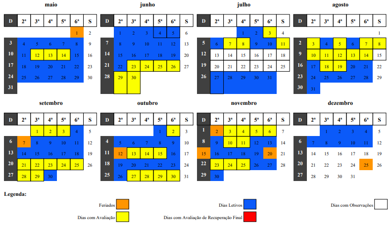 Calendário Anos Finais